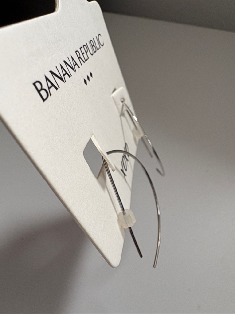 NWT [Banana Republic] XOXO Silver Semi Circle Hoop Threader Earrings Medium Size - Picture 7 of 10